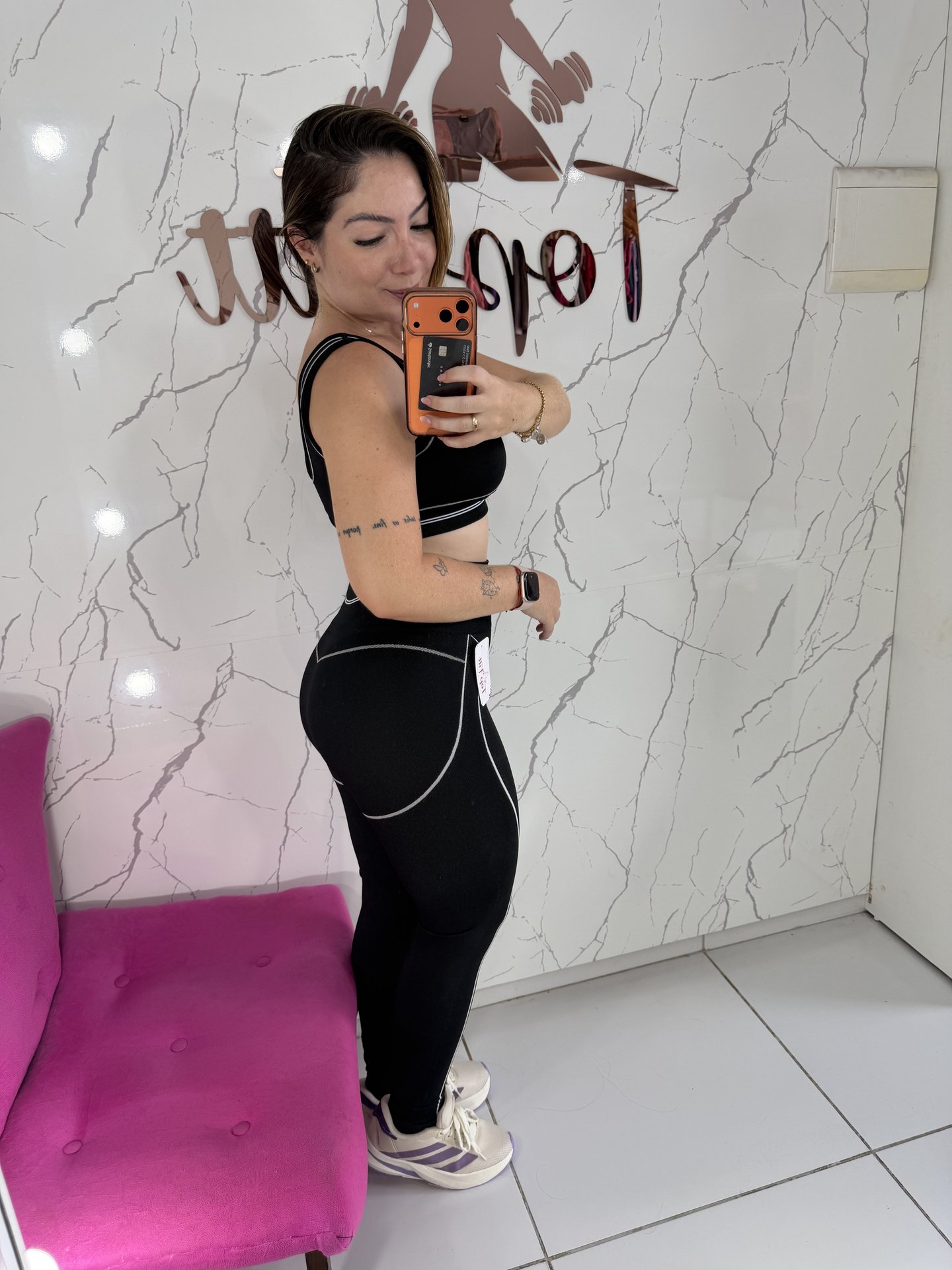 Conjunto em legg no canelado sem costura