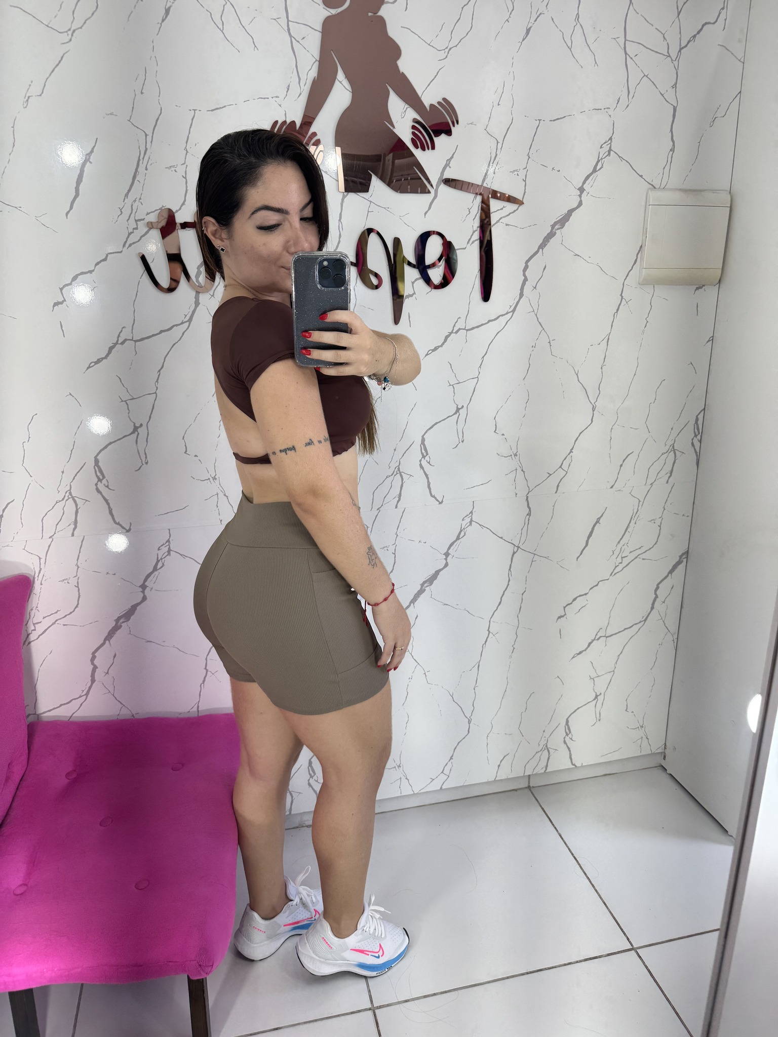Short canelado bolso