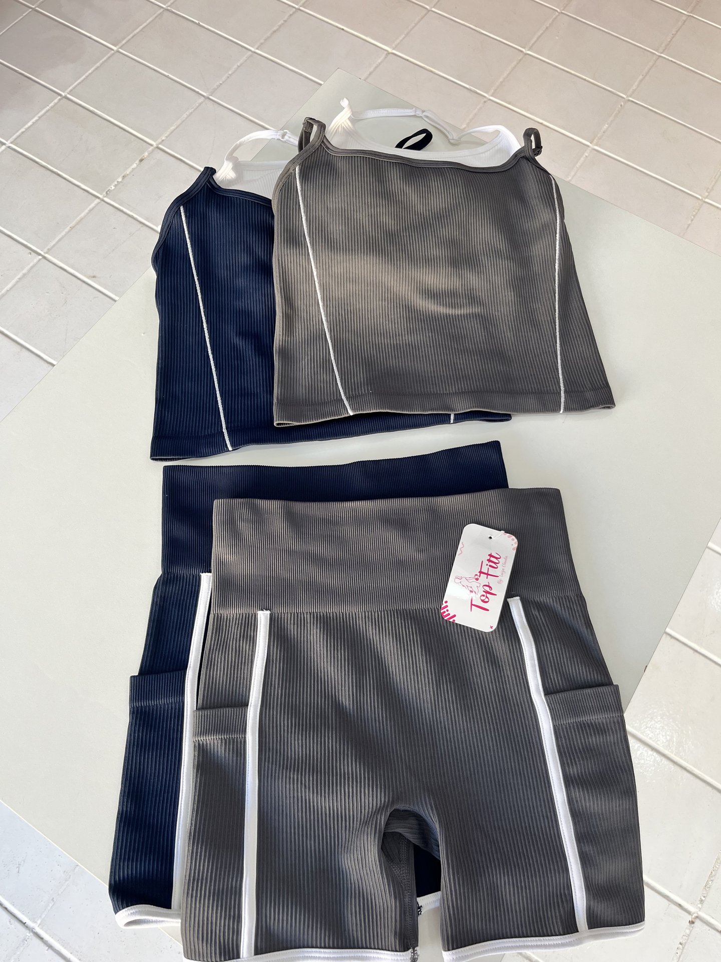 Conjunto canelado de bolso