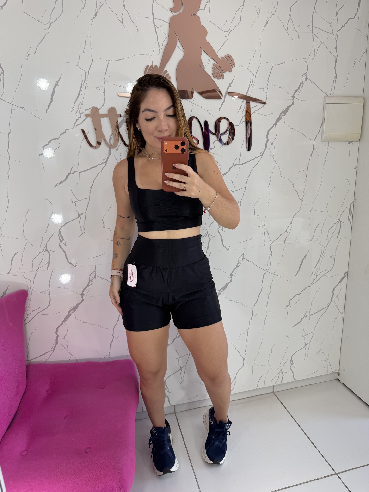 Conjunto short poliamida canelado