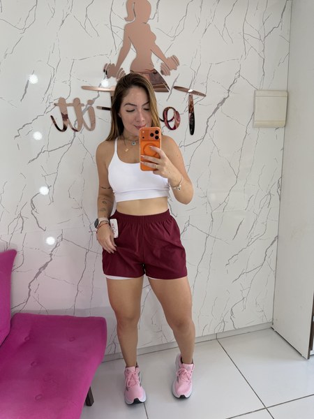 Short tactel duplo c/ bolso