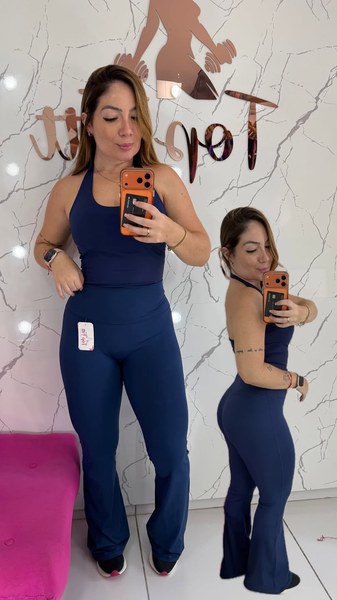 Calça flare poliamida